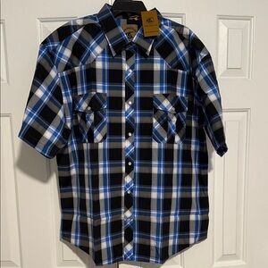 Classic Blue and Black Plaid Button-Down Shirt